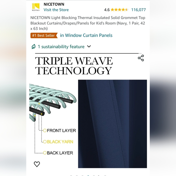 *set of 4 panels (2 pair)* EUC navy curtains, 42 x 63in - Picture 3 of 9